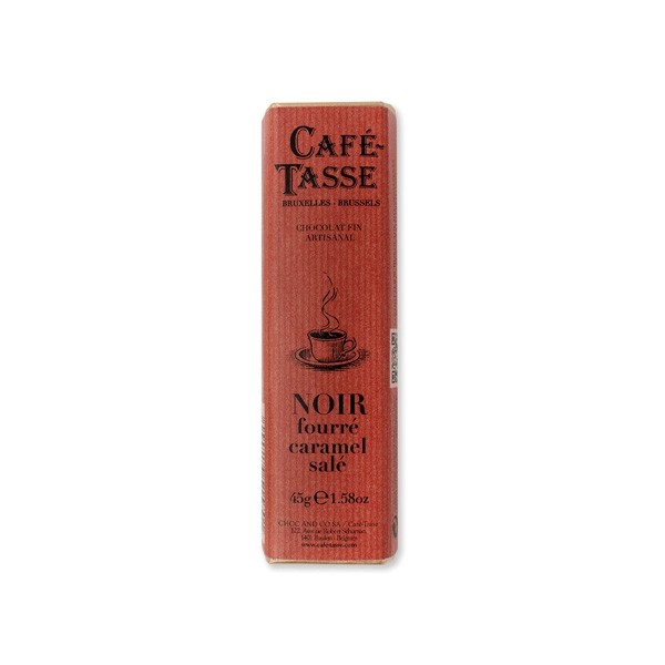 Cafe-Tasse Noir Fourre Caramel Salé Dark Chocolate & Salted Caramel Bar - 45 grams 7157D