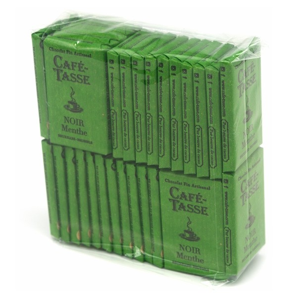 Cafe-Tasse Noir Menthe 60% Dark Chocolate & Mint Mini-Bars Bag - 32 pc ~ 298 grams 8007
