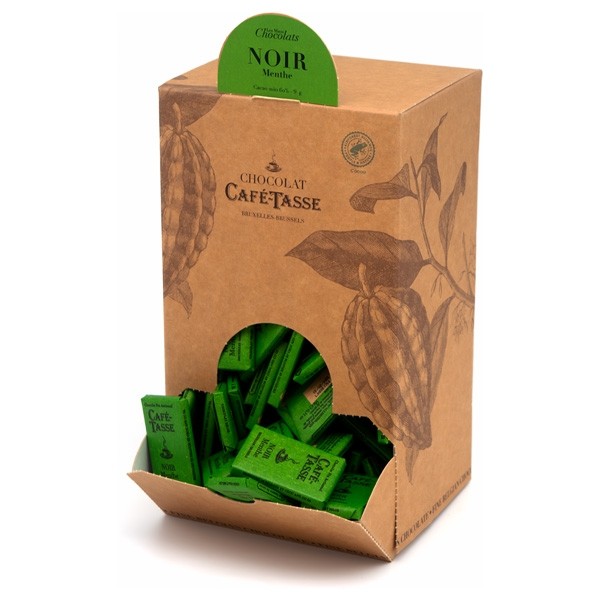 Cafe-Tasse Noir Menthe 60% Dark Chocolate & Mint Mini-Bars Bulk Box - 1.5 kg 8007
