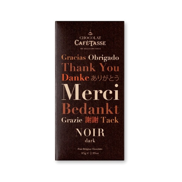 Cafe-Tasse Noir ‘Merci’ 60% Dark Chocolate Tablet - 85 grams 5071