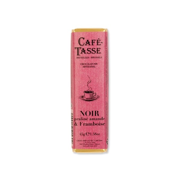 Cafe-Tasse Noir Praline Amande & Framboise 60% Dark Chocolate Almond Praline & Raspberry Bar - 45 grams 7156D