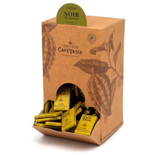 Cafe-Tasse Noir Thé Earl Grey 60% Dark Chocolate & Tea Mini-Bars Bulk Box - 1.5 kg 8006