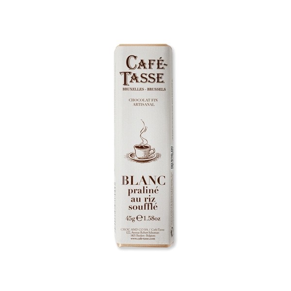 Cafe-Tasse Praline & Puffed Rice in White Chocolate Bar - 45 grams 7154D 7154
