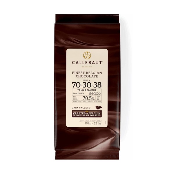 Callebaut 70-30-38NV Natural Vanilla 70% Extra Dark Chocolate Callets - 10 kg