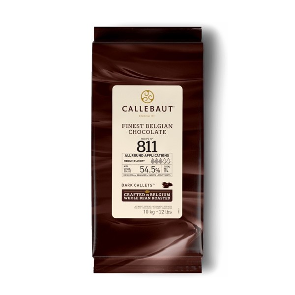 Callebaut Formula 811 Medium Fluidity 54% Dark Chocolate Callets - 10 kg 811NV-595