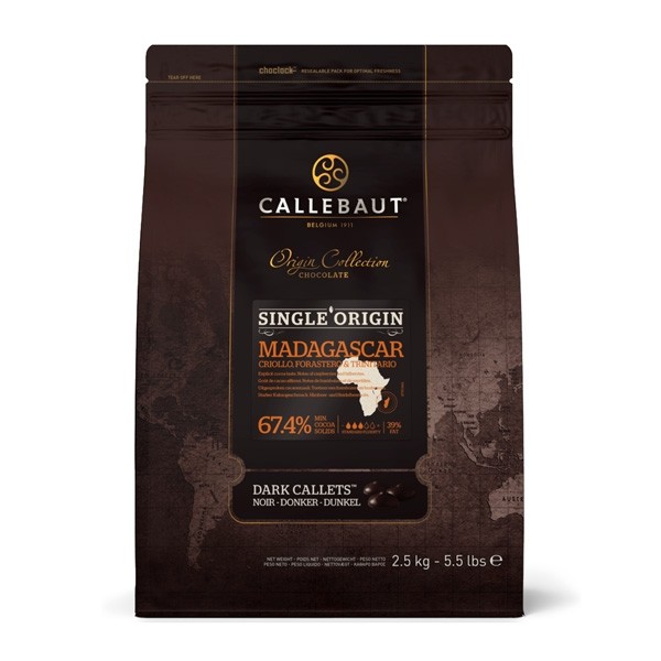 Callebaut Madagascar 64% Single Origin Dark Chocolate Callets Bag - 2.5kg