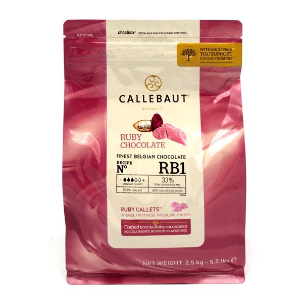 Callebaut RB1 33% Ruby Chocolate Couverture Callets Bag - 2.5kg CHR-R36RB12-US-U75