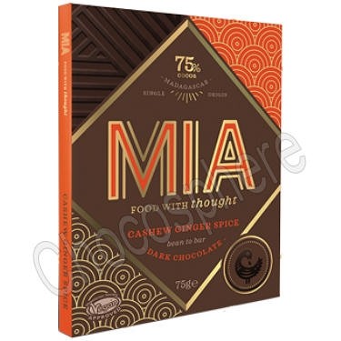 Cashew Ginger Spice Dark Chocolate Bar - 75g