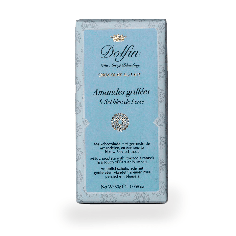 Milk Chocolate with Grilled Almonds & Persian Blue Salt Mini Bar 30g