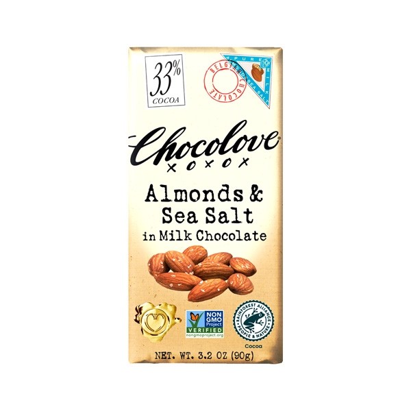Chocolove Almonds & Sea Salt in 33% Milk Chocolate Bar - 90g