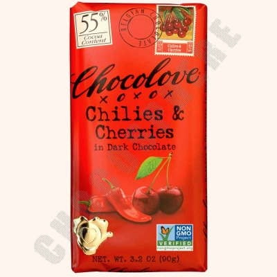 Chilies and Cherries in 55% Dark Chocolate Bar - 90 g