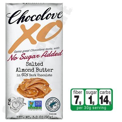 Salted Almond Butter in Dark Chocolate No-Sugar-Added Bar 3.2oz