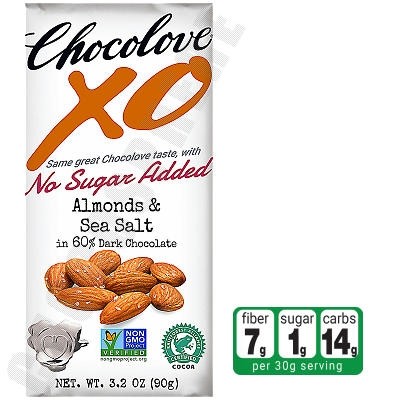 Almonds & Sea Salt Dark Chocolate No-Sugar-Added Bar