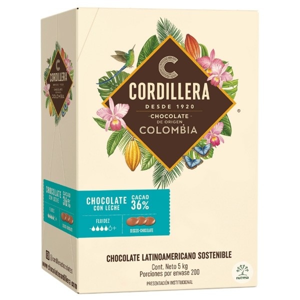 Cordillera Colombia 36% Single Origin Milk Chocolate Discs - 5 kg