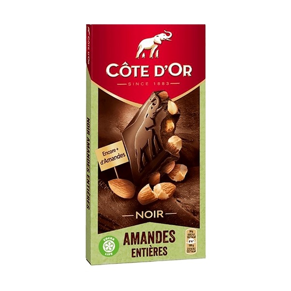 Cote d'Or Noir Amandes 46% Dark Chocolate with Almonds Bar - 180 g