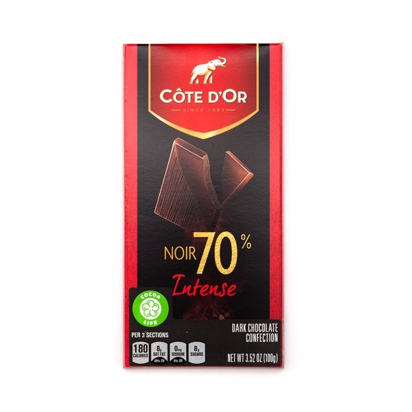 Cote d'Or Noir Intense 70% Bittersweet Dark Chocolate Bar - 100 grams 16755