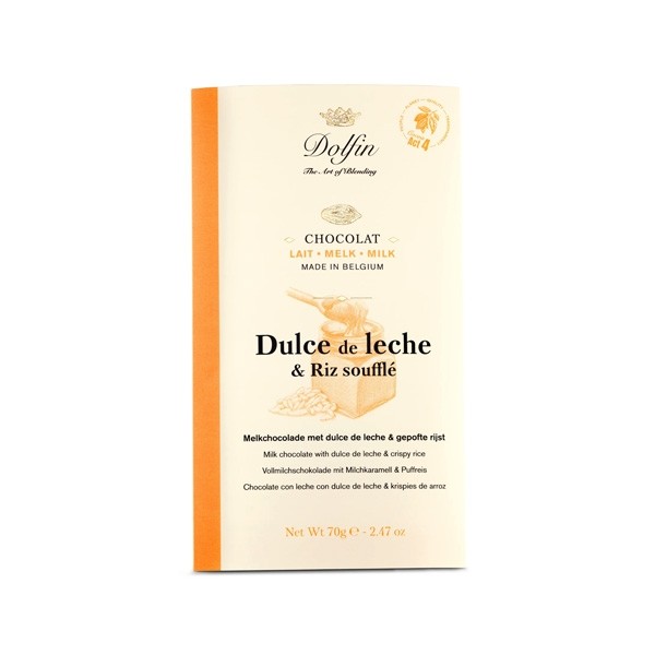Dolfin 37% Milk Chocolate with Caramel & Puffed Rice Bar - 70 grams