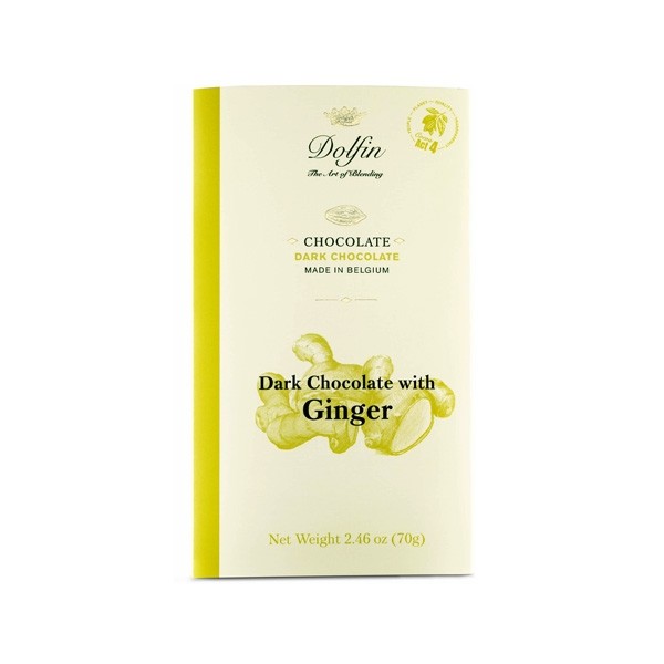 Dolfin 60% Dark Chocolate & Ginger Bar - 70 grams