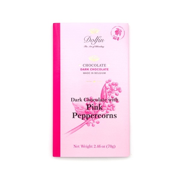 Dolfin 60% Dark Chocolate with Pink Peppercorns Bar 70 grams