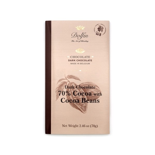 Dolfin 70% Dark Chocolate with Cocos Beans Bar - 70 grams