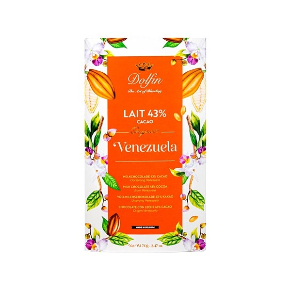 Dolfin Lait Venezuela 43% Milk Chocolate Bar - 70 grams 5058
