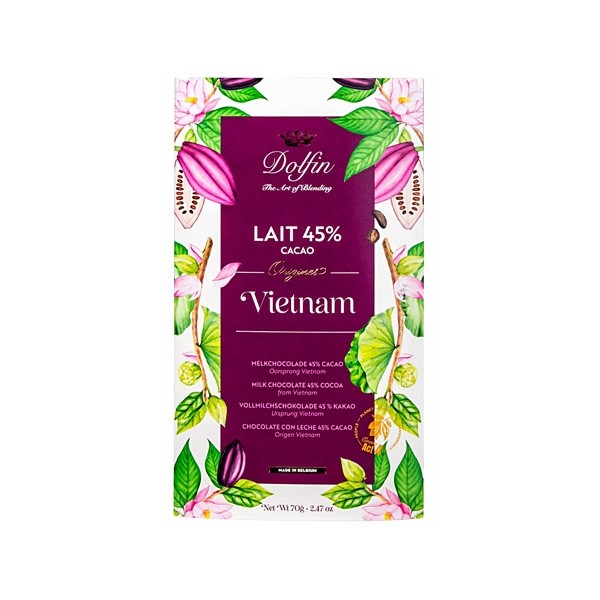 Dolfin Lait Vietnam 45% Milk Chocolate Bar - 70 grams 5057