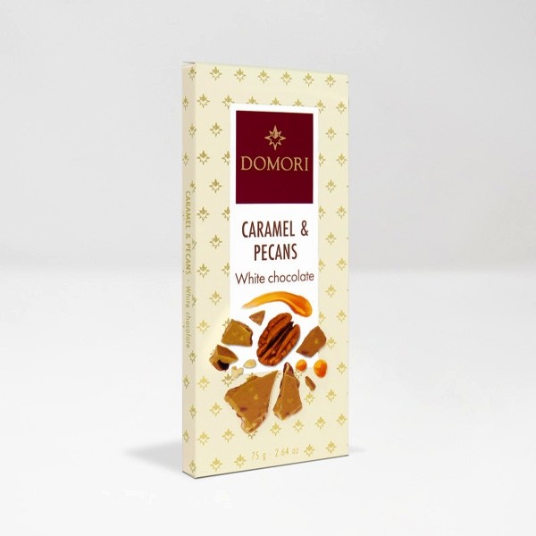 Domori Caramel & Pecans in White Chocolate Bar - 75g 07531E
