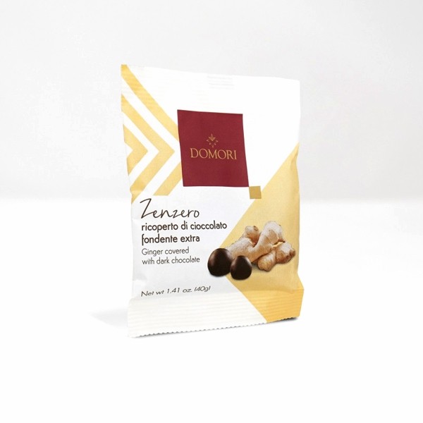 Domori Dragées Zenzero Ginger Covered in 72% Dark Chocolate - 40 g