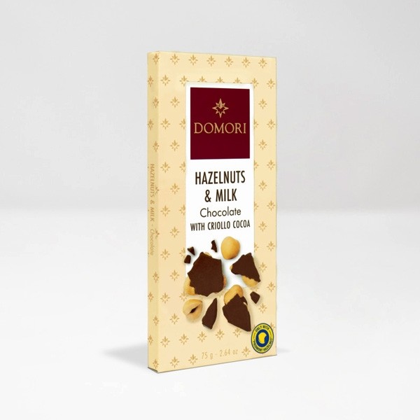 Domori Hazelnuts in Criollo 35% Milk Chocolate Bar - 75g 07528E