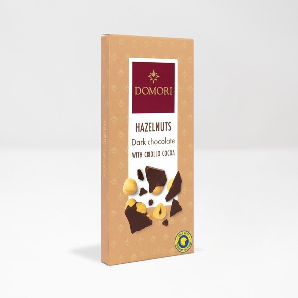 Domori Hazelnuts in Criollo 80% Dark Chocolate Bar - 75g 07529E