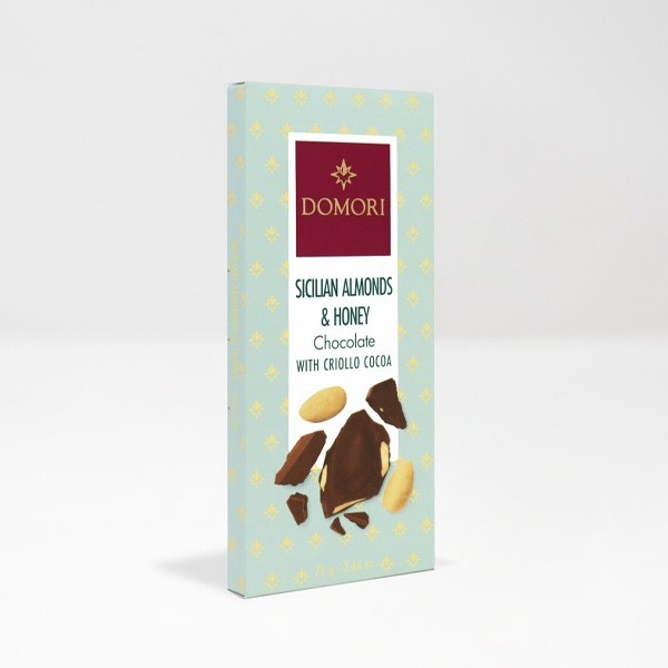 Domori Sicilian Almonds & Honey Criollo 35% Milk Chocolate Bar - 75g 07532E