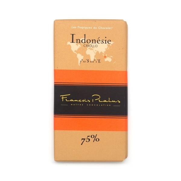 Francois Pralus Indonesie 75% Single Origin Dark Chocolate Bar - 100 grams