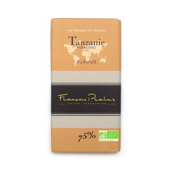 Francois Pralus Tanzanie BIO 75% Single Origin Dark Chocolate Bar - 100 grams
