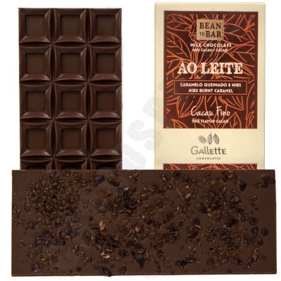 Burnt Caramel & Nibs 40% Milk Chocolate Bar - 100g