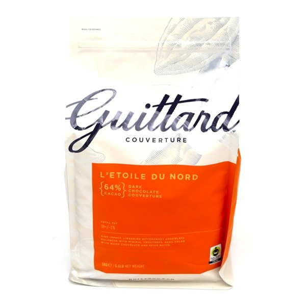 Guittard L'Etoile du Nord 64% Dark Chocolate Couverture Wafers - 3kg 3640 C26FT