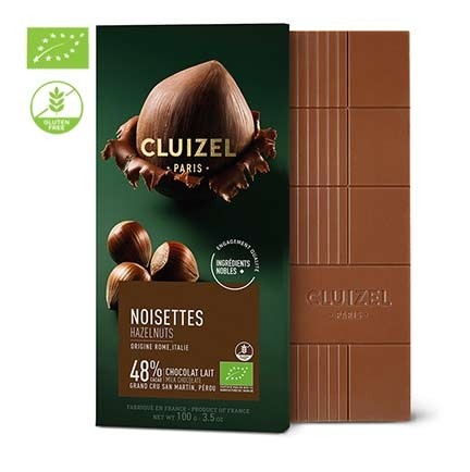 Michel Cluizel Noisettes Hazelnuts 48% Milk Chocolate Bar - 100g 12390