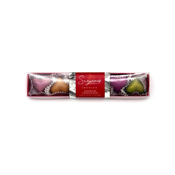 Suzanne's Chocolate Heart Shaped Assorted Chocolates Box - 6 pc - 44 grams