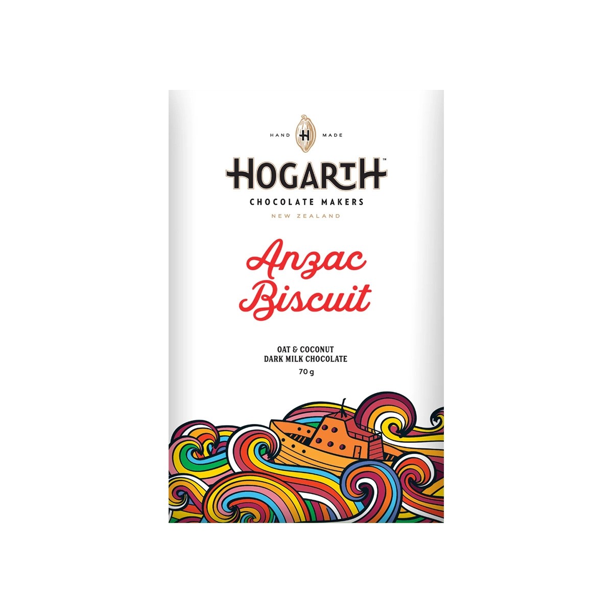Hogarth Anzac Biscuit 53% Milk Chocolate Bar - 70g