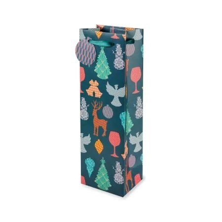 Holiday Patterned Icons Wine Bag - Single Bottle – Add-on