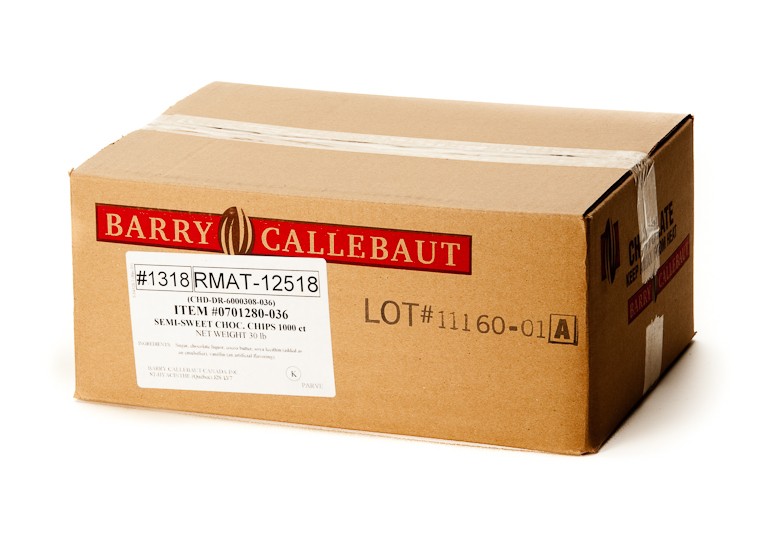 Callebaut 44% Semi-Sweet Dark Chocolate Chips Box - 30lb