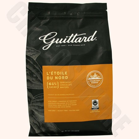Guittard L'Etoile du Nord 64% Dark Chocolate Couverture Wafers - 3kg 3640 C26FT 3640C26FT