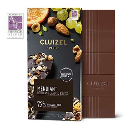 Michel Cluizel Mendiant Fruit and Nuts 72% Dark Chocolate Bar - 100g 12335
