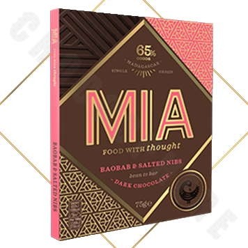 Baobab & Salted Nibs Dark Chocolate Bar - 75g