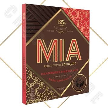 Cranberry & Hazelnut Dark Chocolate Bar - 75g