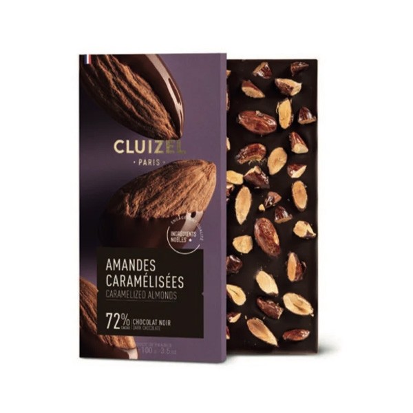 Michel Cluizel Amandes Caramelisees 72% Dark Chocolate with Caramelized Almonds Bar - 100g
