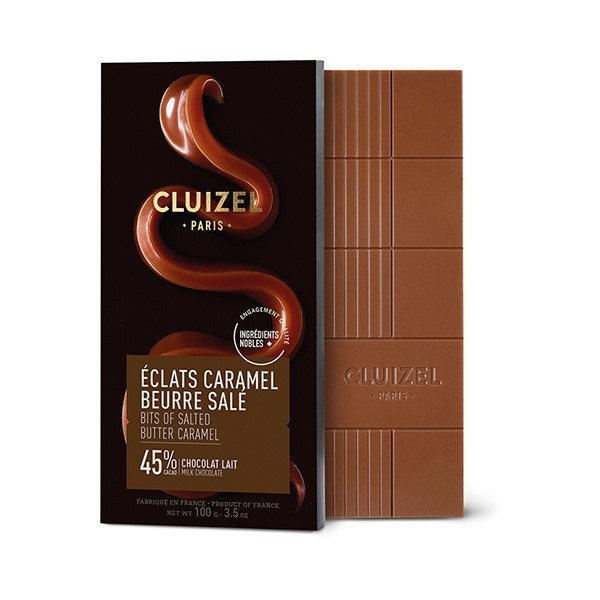 Michel Cluizel Éclats Caramel Beurre Salé 45% Milk Chocolate Caramel Bar - 100g 12371