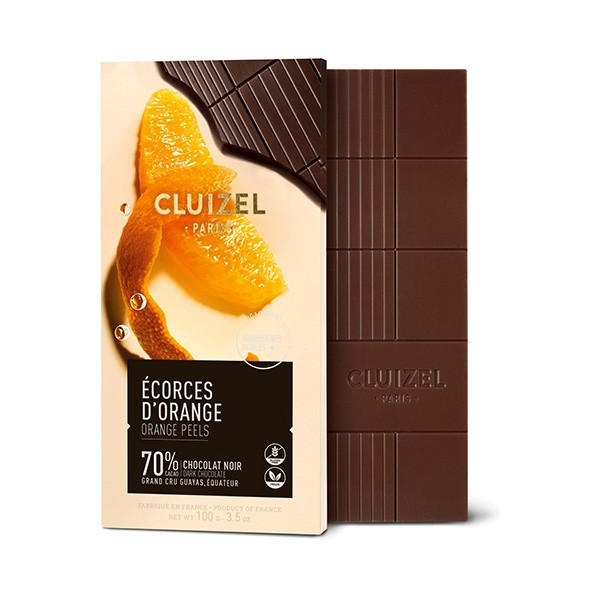 Michel Cluizel Écorces d'Orange 70% Dark Chocolate & Orange Bar - 100g 12354