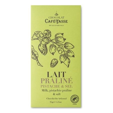 Cafe-Tasse Pistachio Praline & Salt Milk Chocolate Bar - 95g – Chocosphere