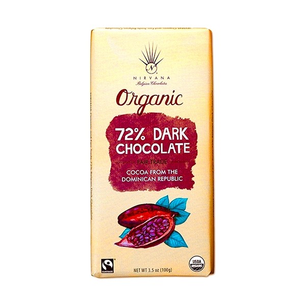 Nirvana Organic 72% Single Origin Dark Chocolate Bar - 100 g