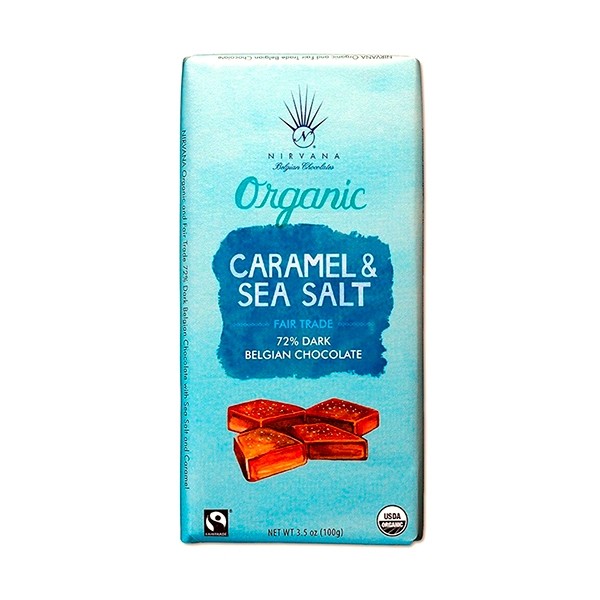 Nirvana Sea Salt & Caramel Organic 72% Single Origin Dark Chocolate Bar - 100 g